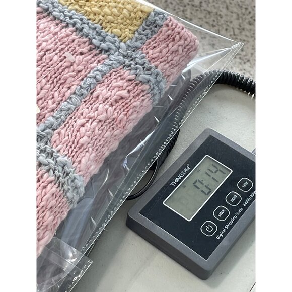 Vintage 80s Lombardi Inc Hand Knit Sweater Sz Large Pink Blue Cozy Deadstock NEW - Picture 7 of 7